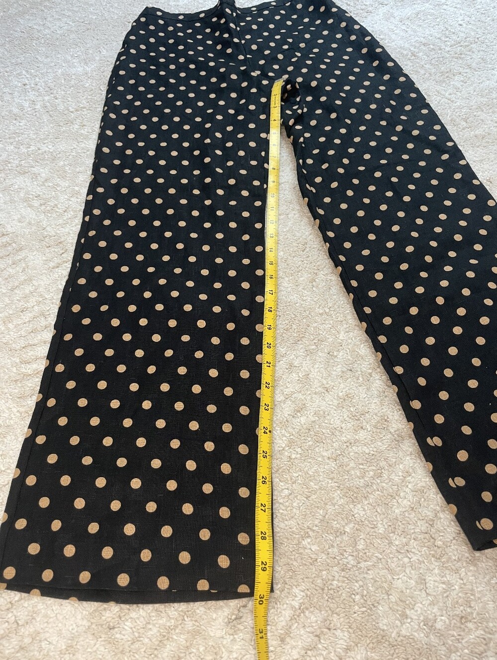 Reformation 100% Linen Black Wide Leg Pants with Gold Polka Dots Size S - Picture 5 of 9